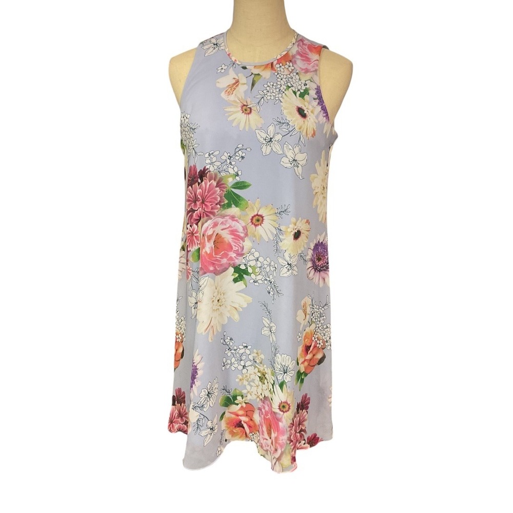 Calvin Klein Lavender Floral Print Sleeveless‎ Lined Shift Dress Size 4
